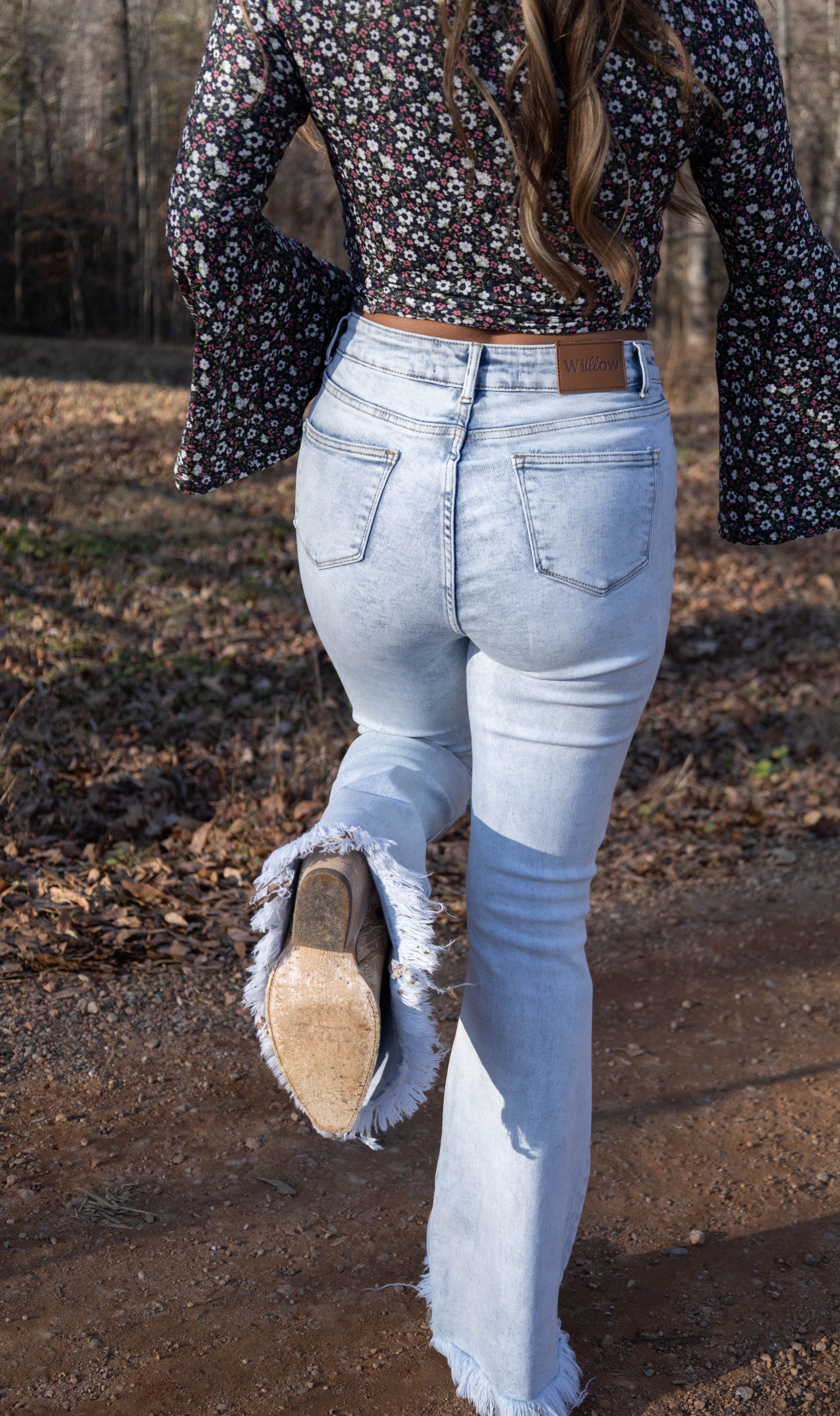 Lucy Asymmetrical Distressed Flare Jeans - Image 6