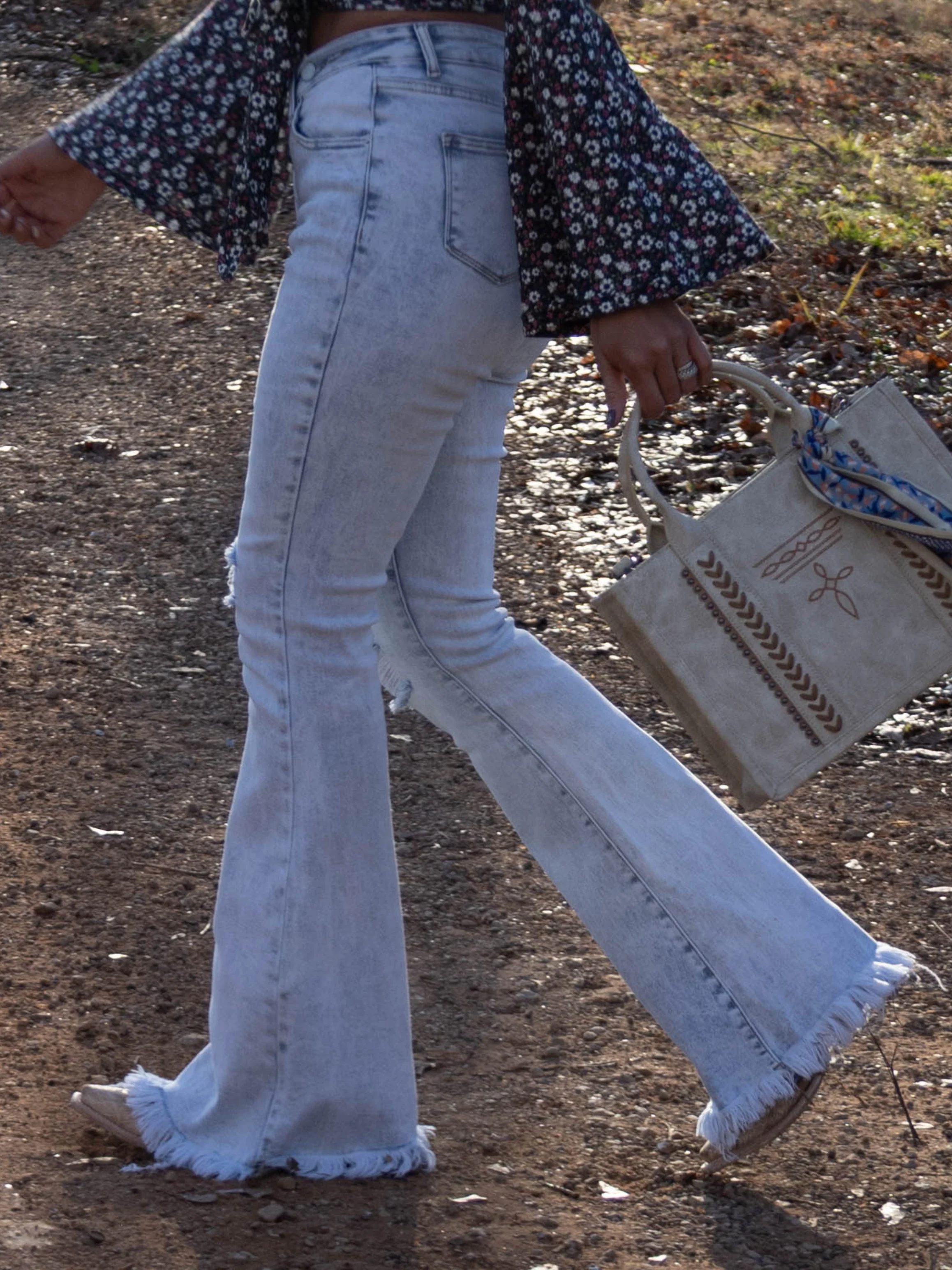 Lucy Asymmetrical Distressed Flare Jeans - Image 8
