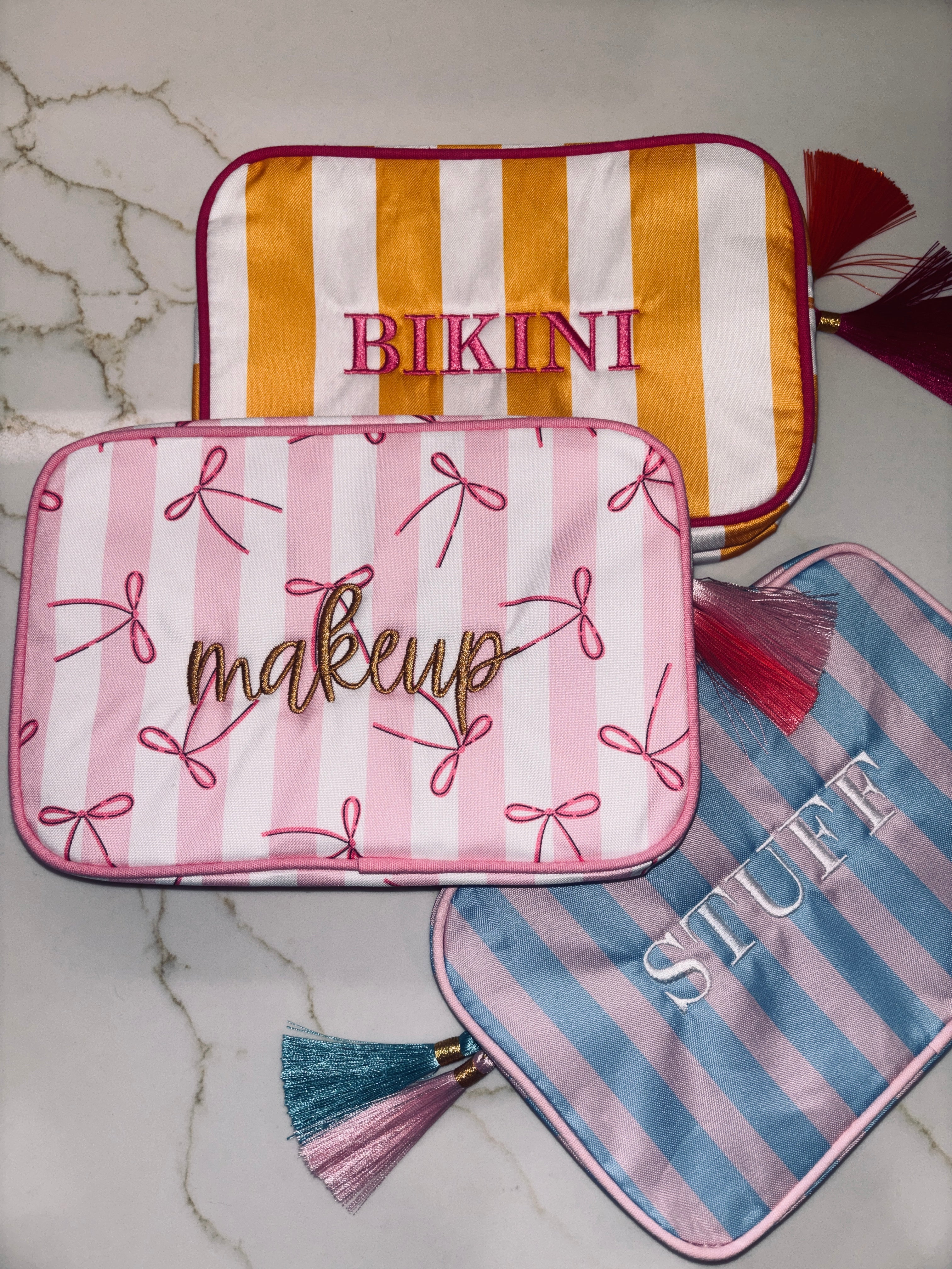 "Makeup" Embroidered Nylon Makeup Bag - Image 2