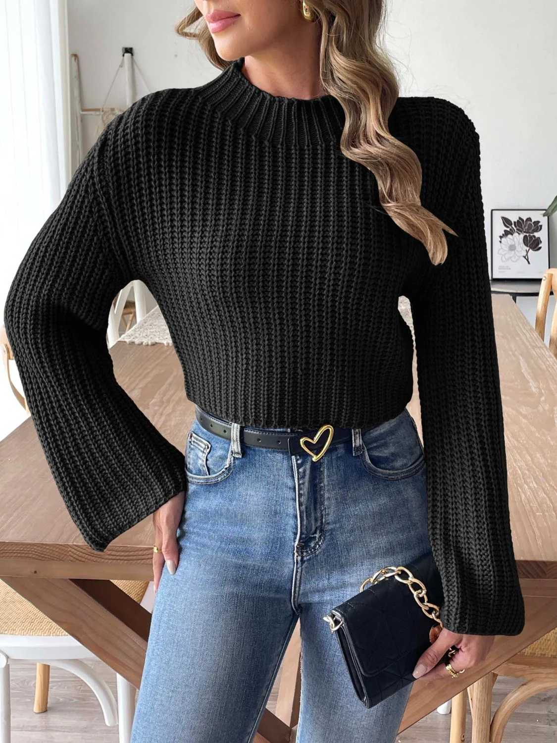 PREORDER: Timeless Warmth Mock Neck Long Sleeve Sweater - Image 4