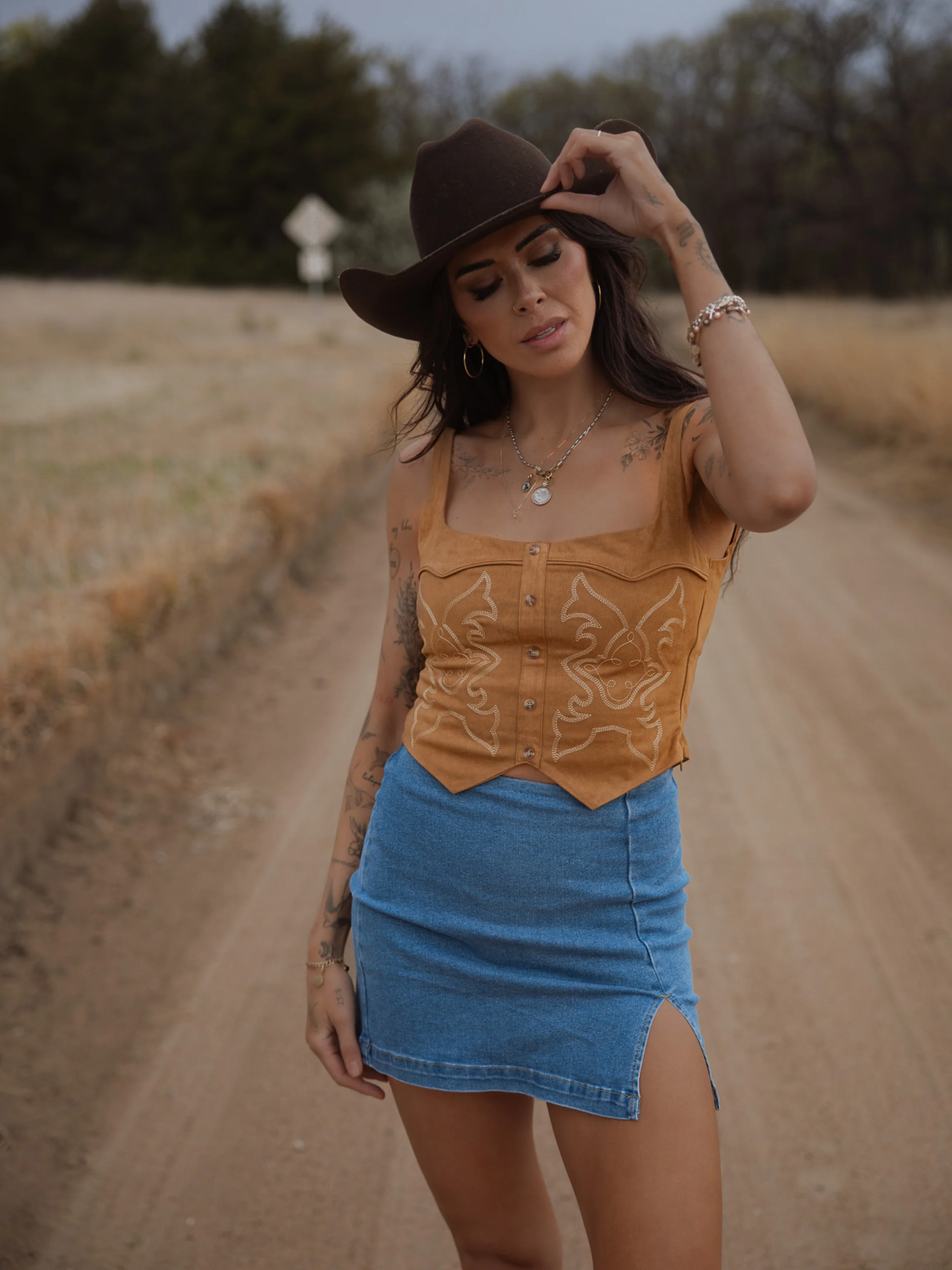 Masie Demin Stretchy Side Slit Mini Skirt - Image 5