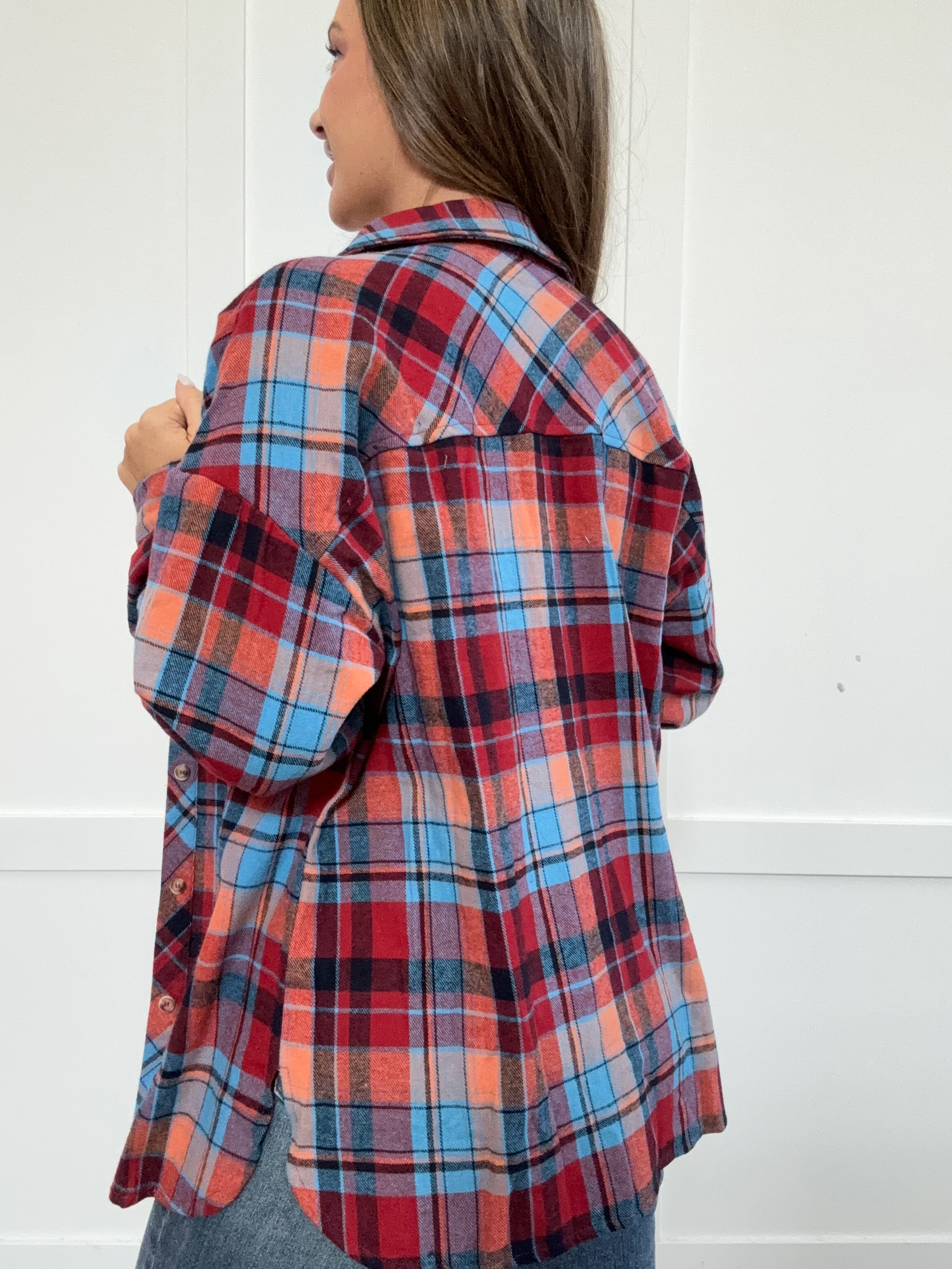 PREORDER: Crisp Twilight Plaid Collared Neck Long Sleeve Shirt - Image 3