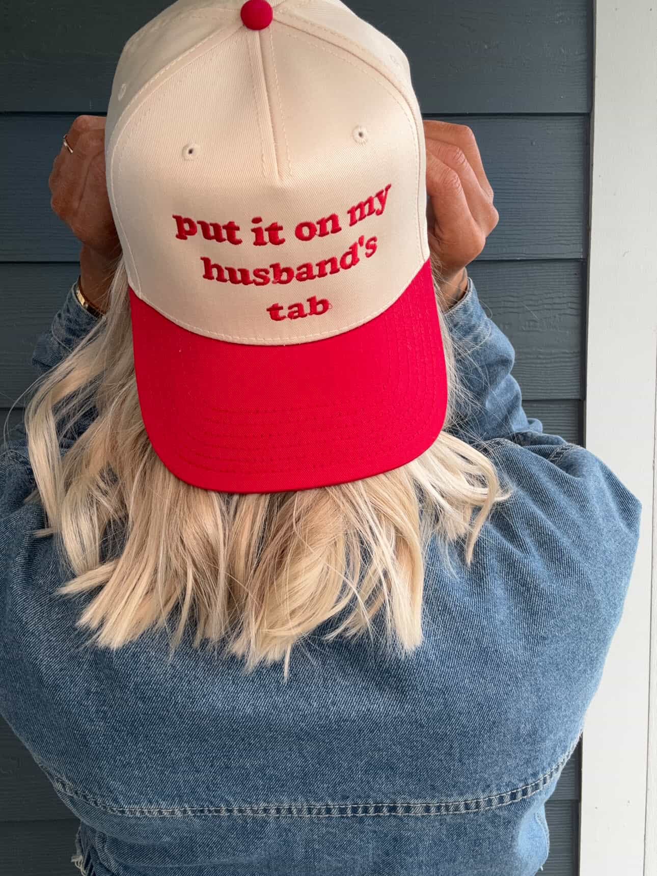Put It On My Husbands Tab Trucker Hat - Image 2