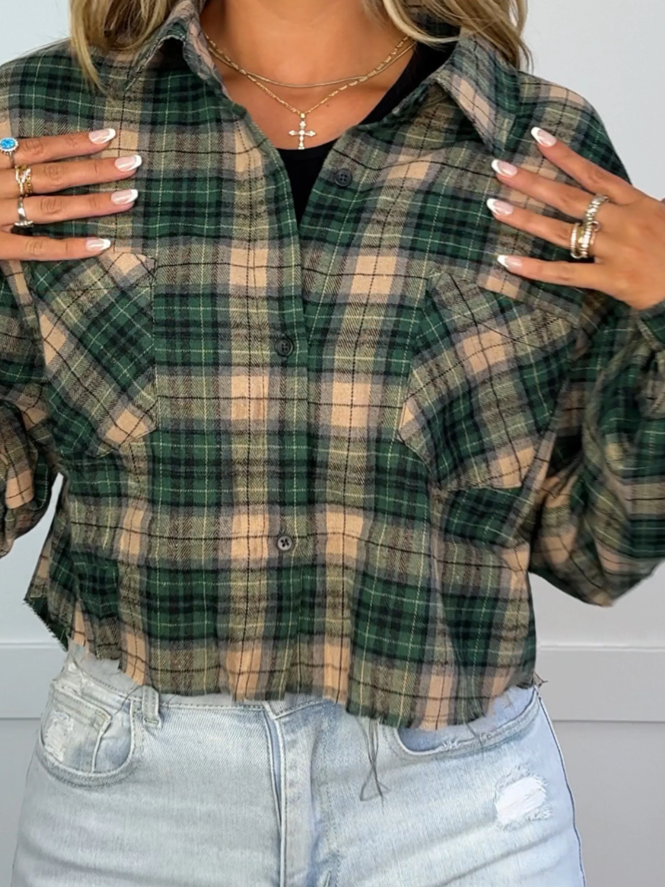 Rory Plaid Cropped Flannel - Image 34