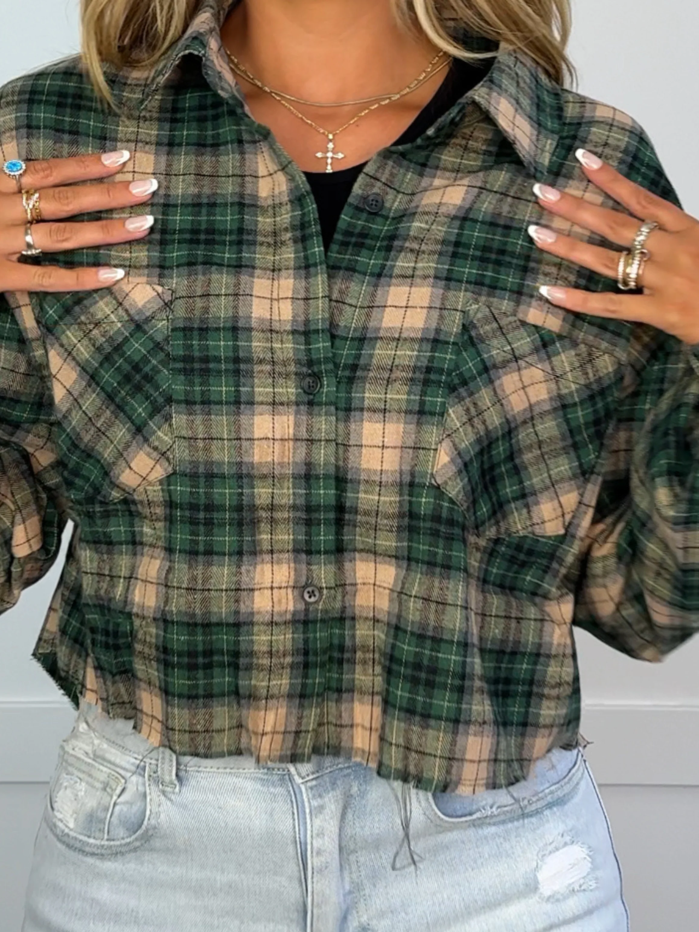 Rory Plaid Cropped Flannel - Image 36