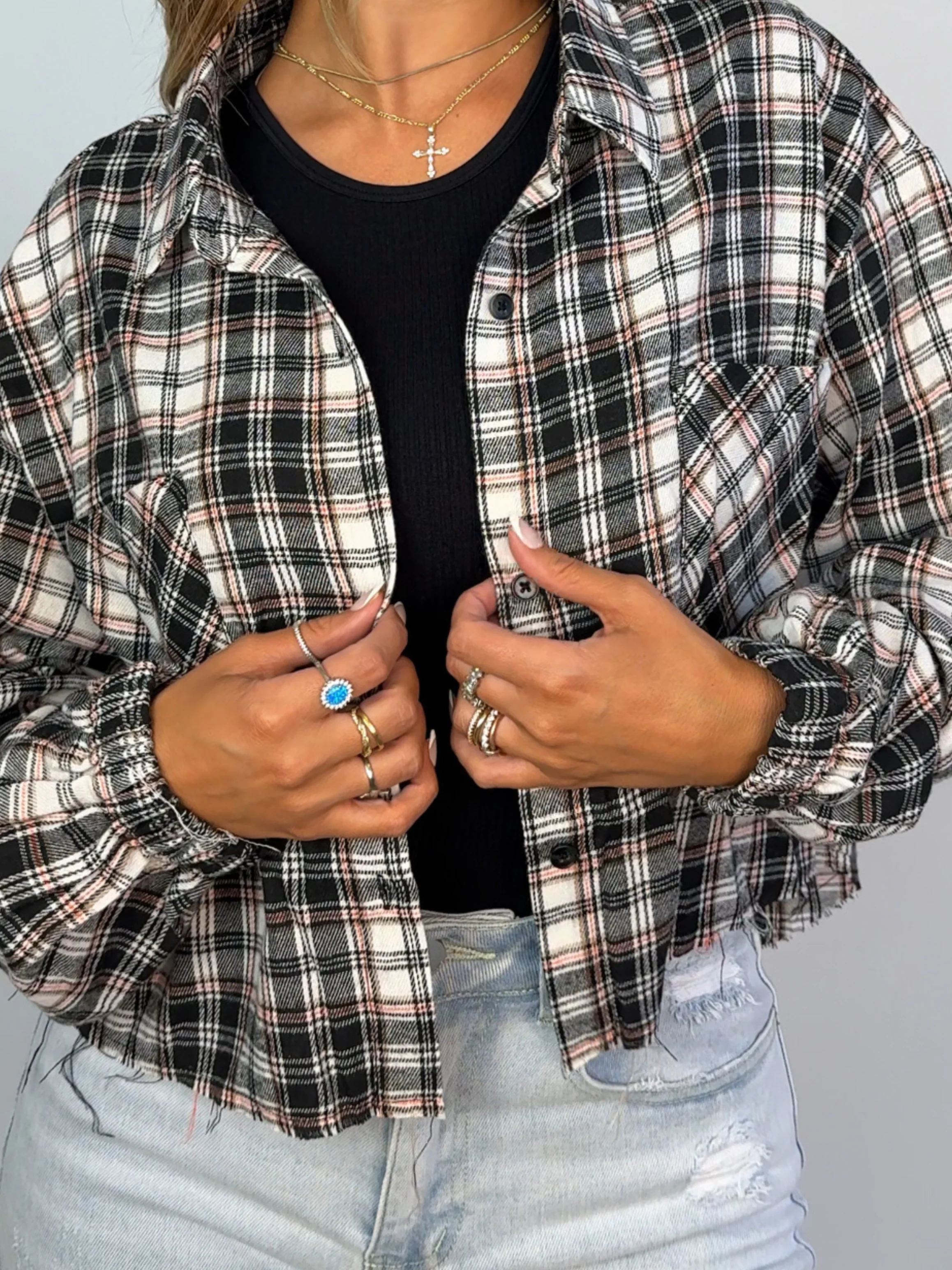 Rory Plaid Cropped Flannel - Image 41