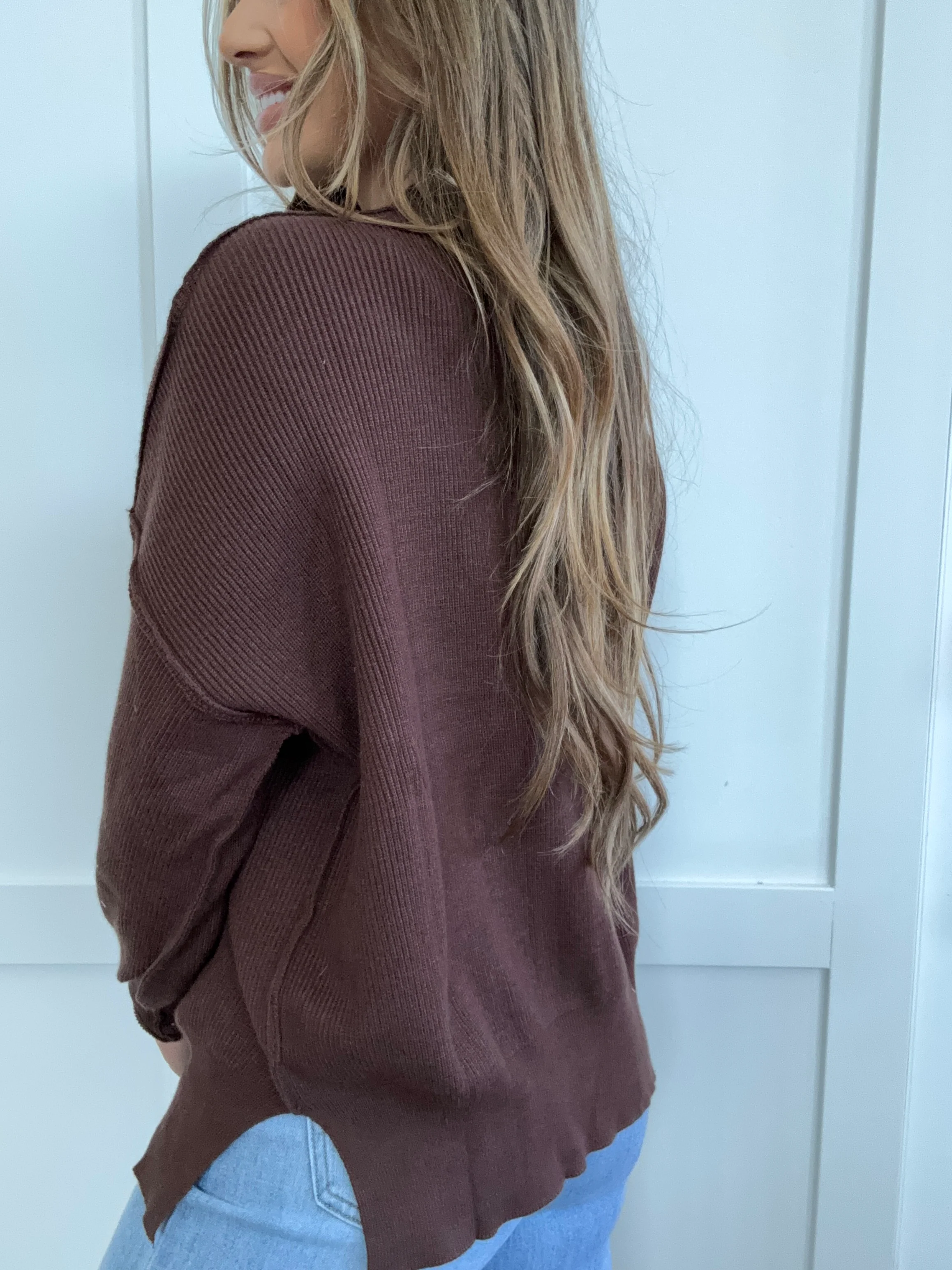 PREORDER: Cove Round Neck Drop Shoulder Slit Sweater - Image 2