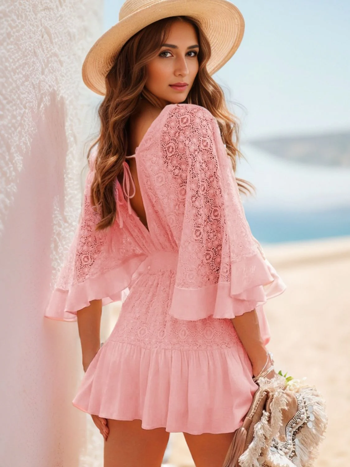 PREORDER: Hope Ruffle Hem Lace Mini Dress - Image 10