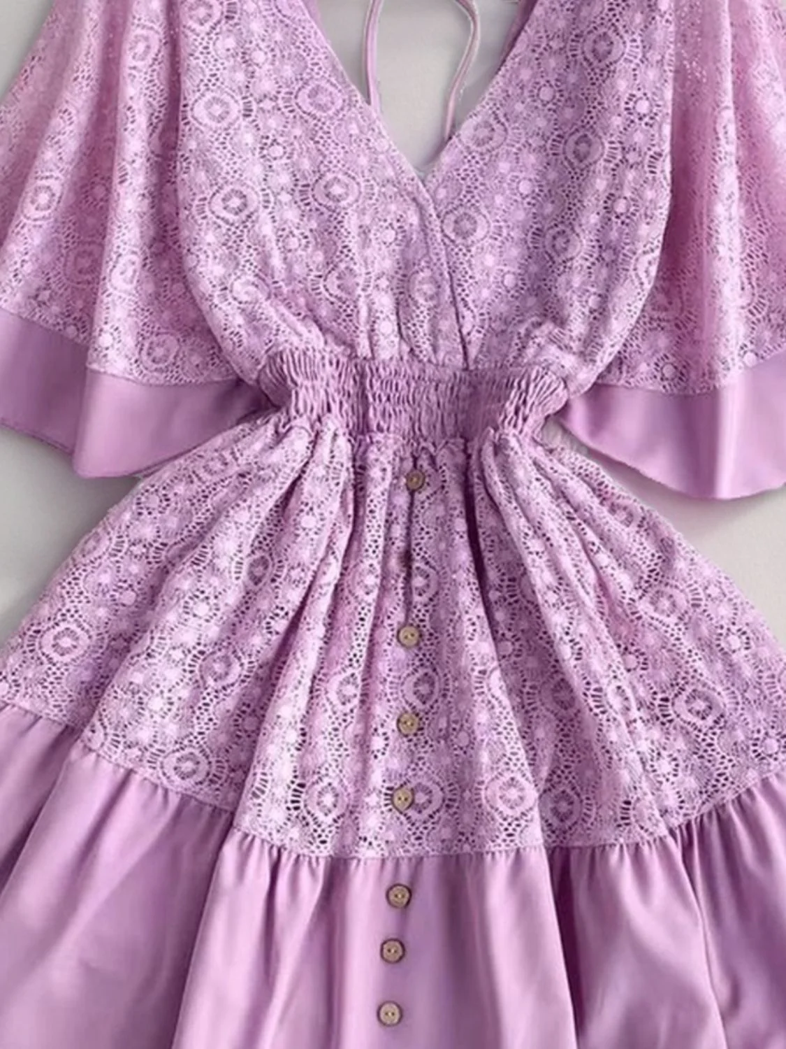 PREORDER: Hope Ruffle Hem Lace Mini Dress - Image 13