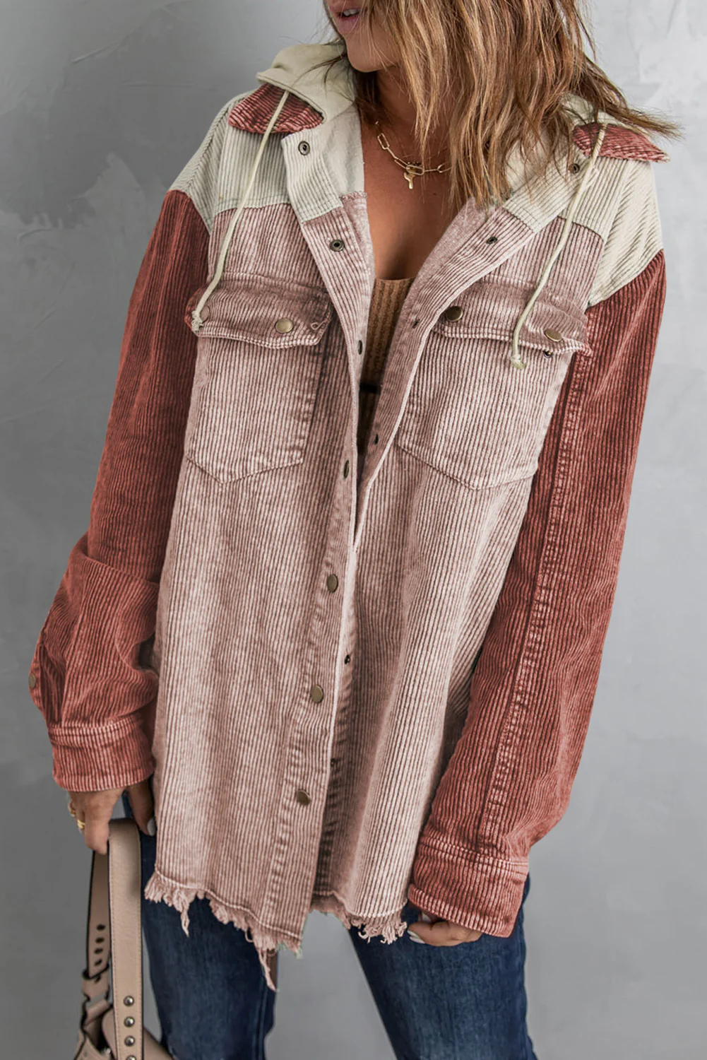 PREORDER: Bellamy Snap Front Hooded Corduroy Shacket - Image 10