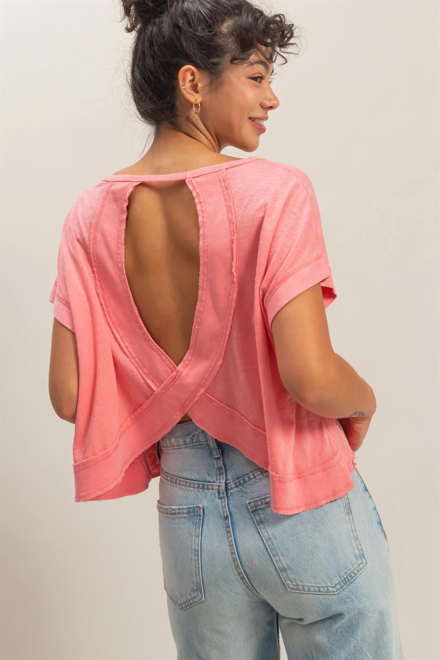 Sophia Open Back Cropped Tee - Image 2