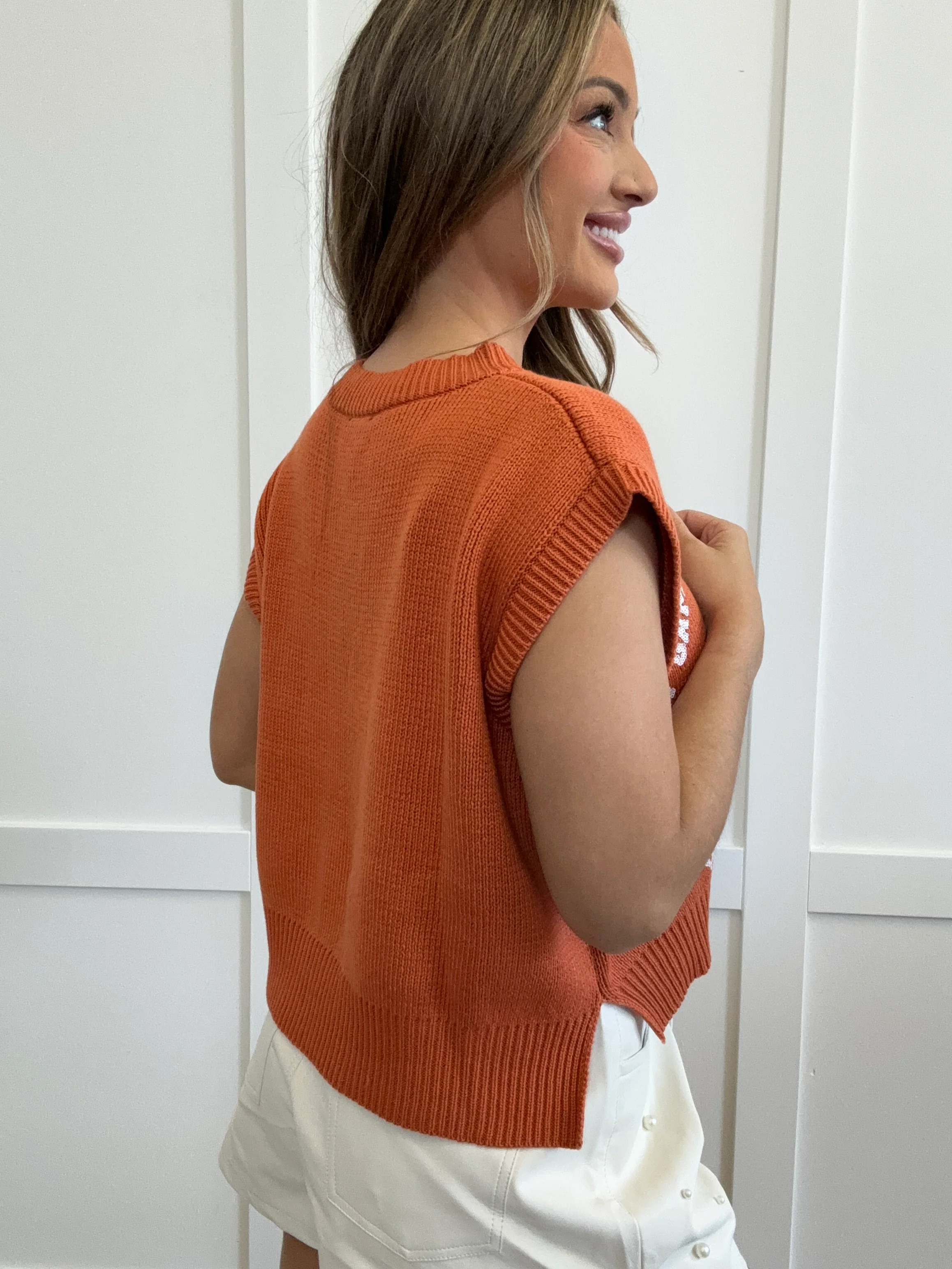 Sparkle & Cheer Game Day V-Neck Sweater Vest - Image 3