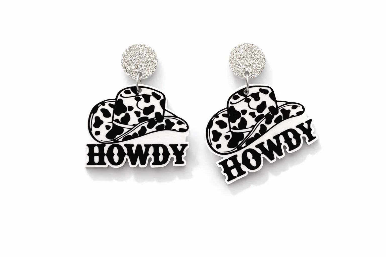 Cowgirl Howdy Cow Print Earrings