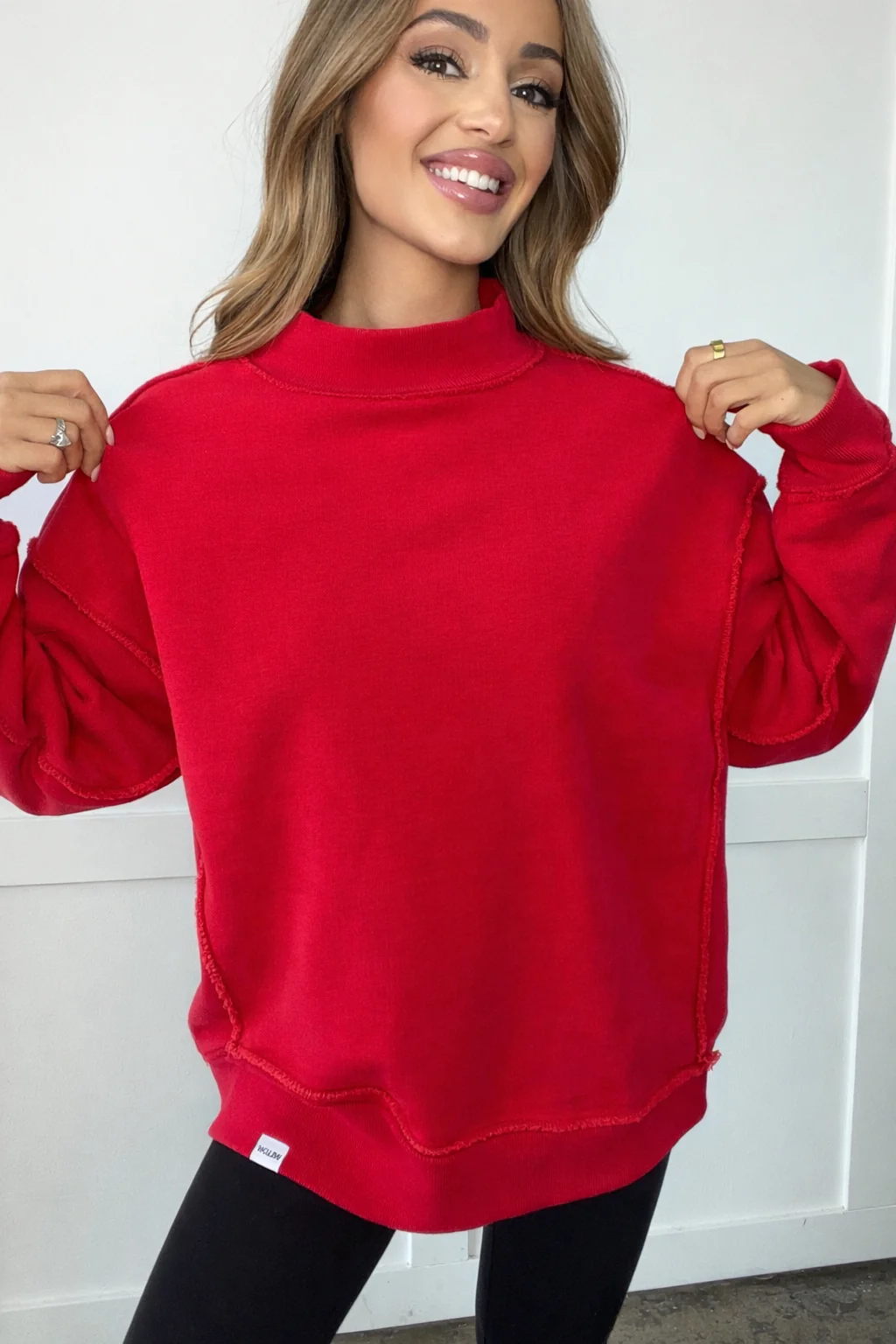 Tilly Red Reversible Oversized Mockneck Crew - Image 3