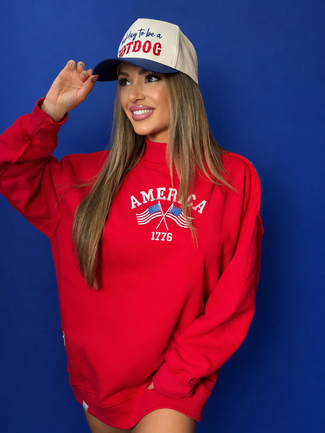 Tilly Star Spangled Embroidered Reversible Oversized Mockneck Crew - Image 4