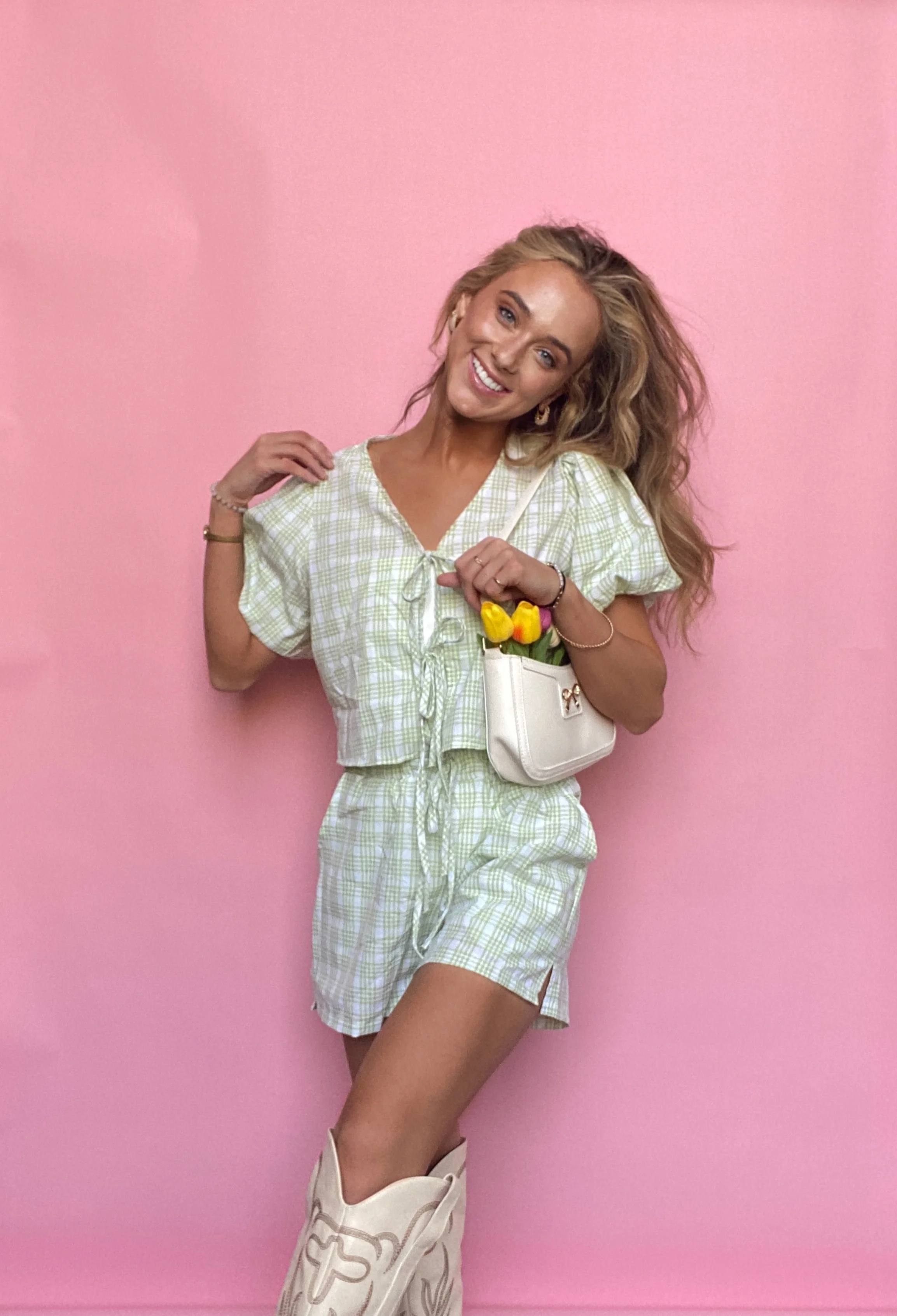 PREORDER: Picnic Date Puff Sleeve Top and Shorts Set - Image 4