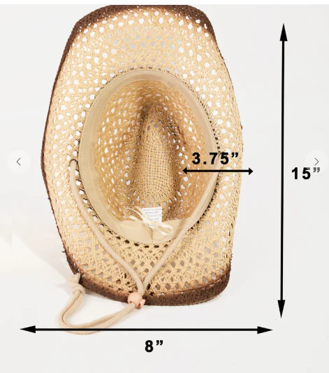 Western Straw Weave Rope String Cowboy Hat - Image 3