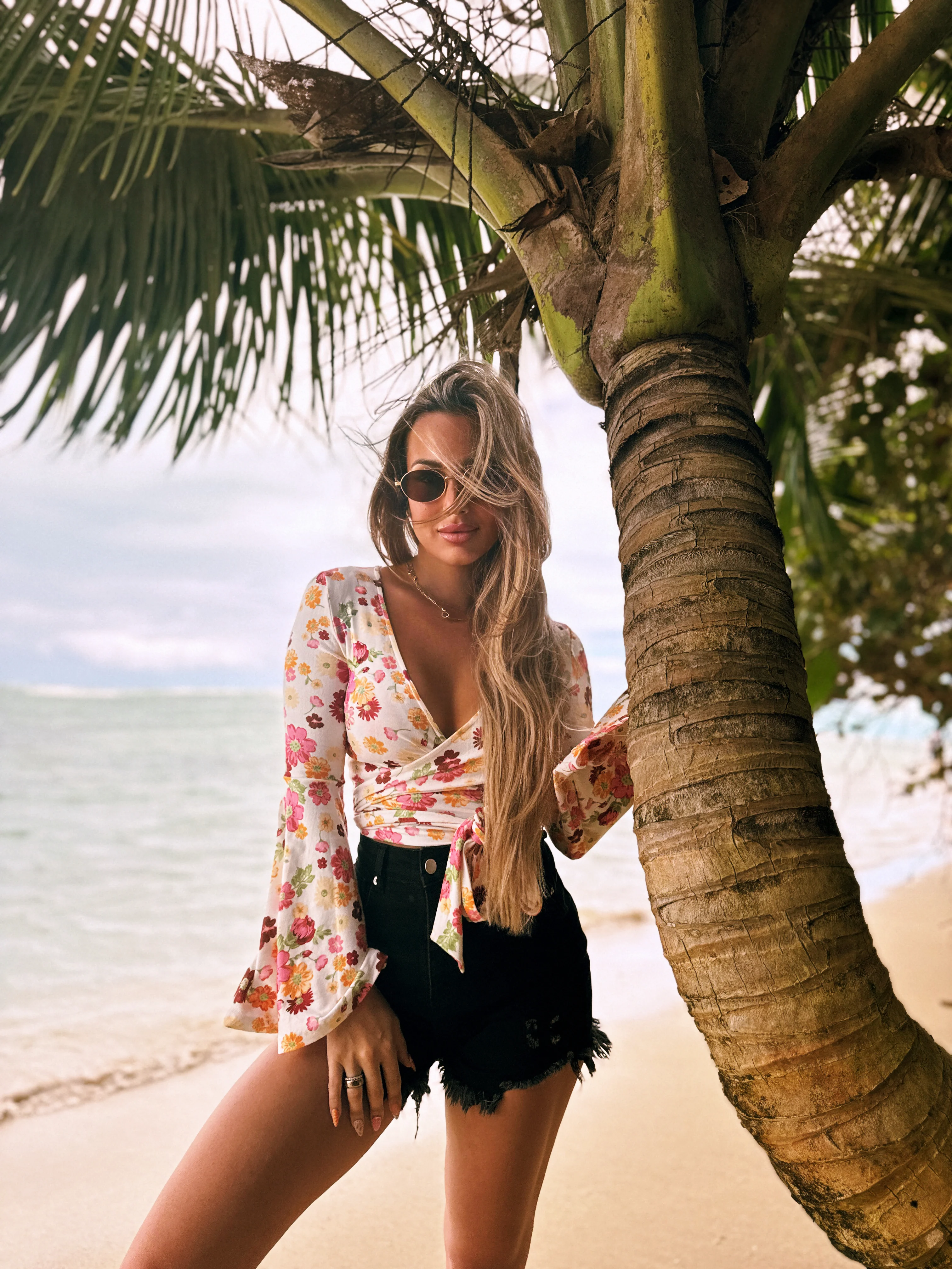 Woodstock Floral Bell Sleeve Wrap Top - Wildflower Fields - Image 4